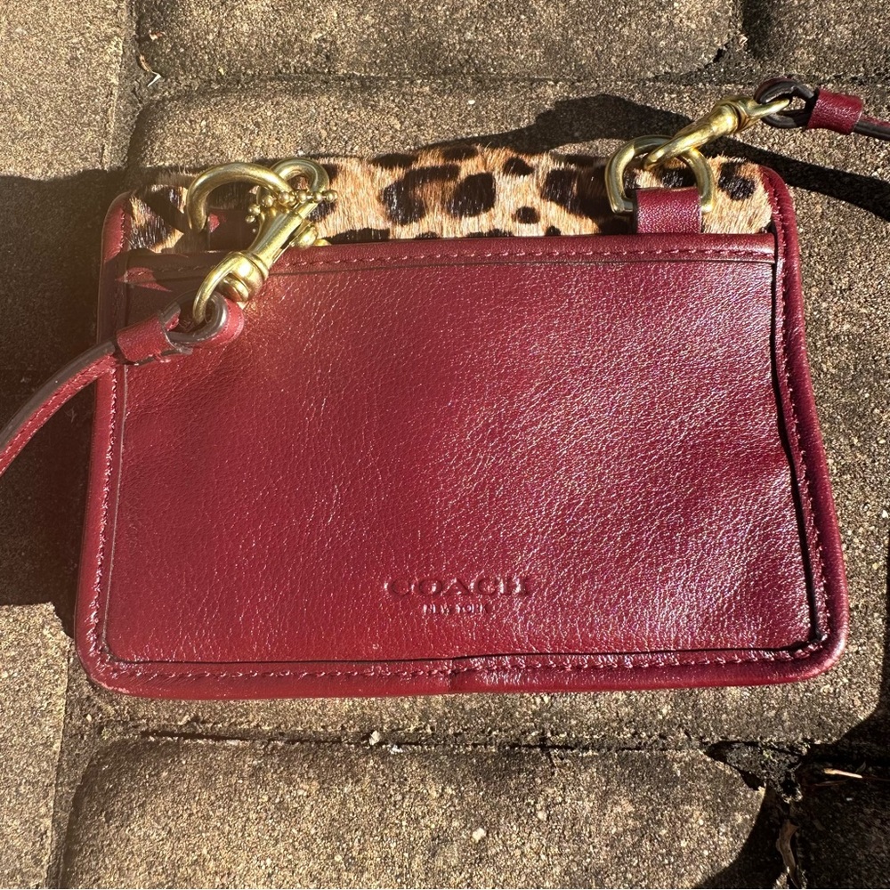 Coach Leopard Print Colorblock Mini Wallet Crossb… - image 2